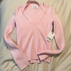27 Miles Malibu Baby Pink Ballet Cashmere Blend Sweater Size XS NWT